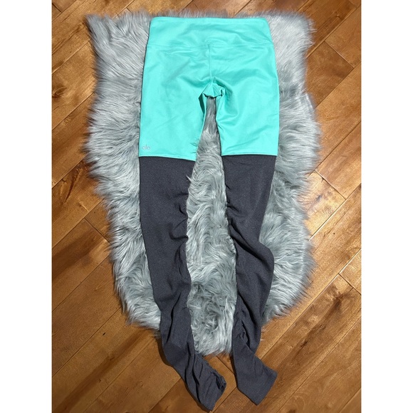 Alo Yoga Goddess Ribbed Leggings Turquoise and Gray Size Small - Picture 2 of 4